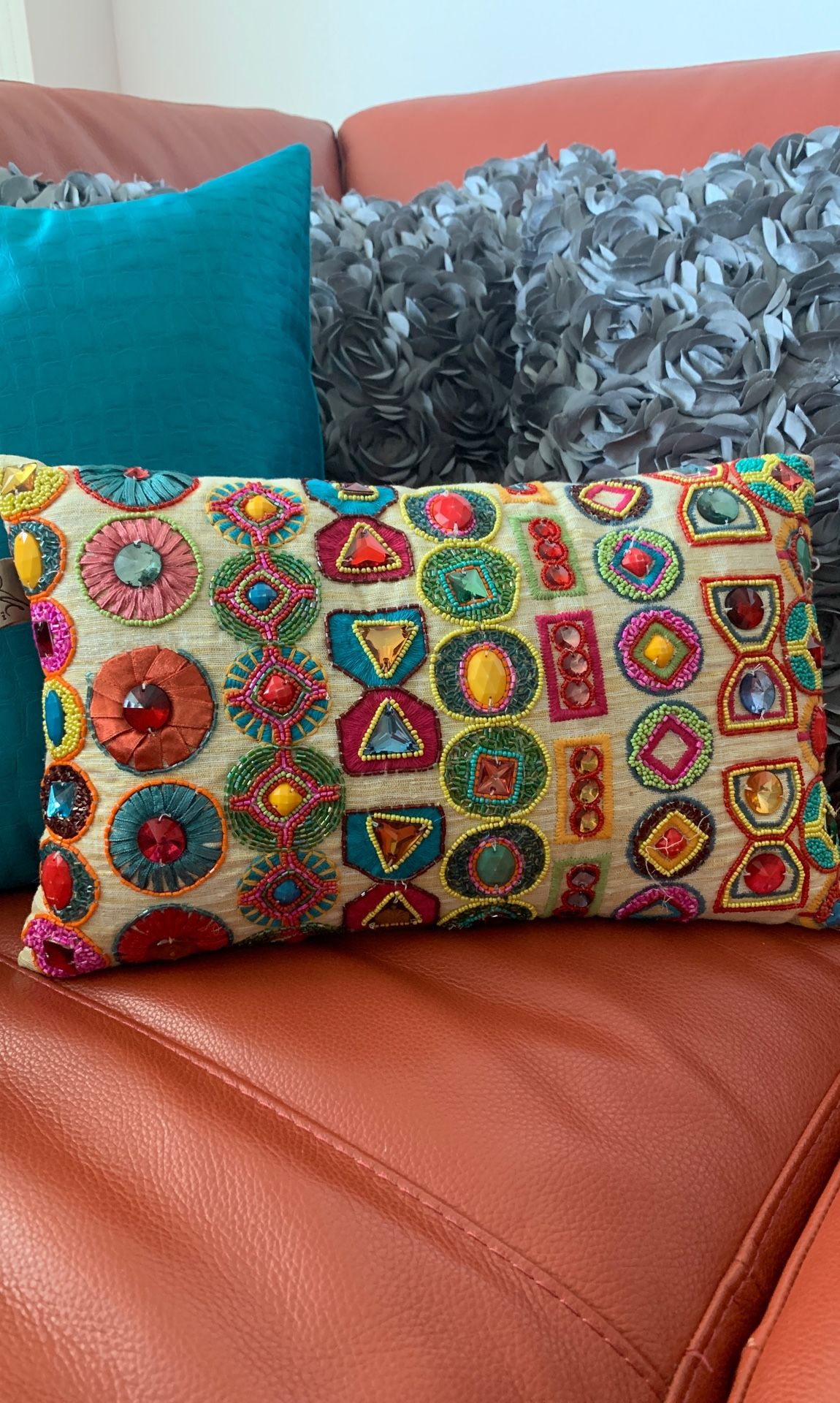 Beaded hand made rectangular decorative pillow,All Products : American Fashion Style Bags On Sale