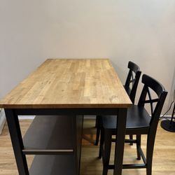 IKEA Kitchen Island Butcher Block Table + 2 IKEA Rosentorp Bar Stools