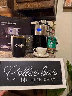 Espresso Machine + Free Coffee Bar Stuff