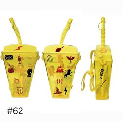 Harry Potter Kids Yellow Plastic Water Bottle Portable Shoulder Strap 16 oz