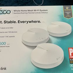 NEW TP-Link Deco Mesh WiFi System(Deco M5)Up 5,500 sq. ft. Whole Home Coverage and 100+ Devices,WiFi Router/Extender Replacement, Anitivirus, 3-pack 