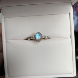 14kt Rose Gold Moonstone Diamond Ring Size 7