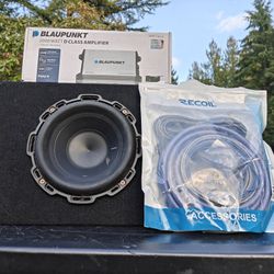 Rockford P2 8" Sub, Box New Amp And Wiring Kit