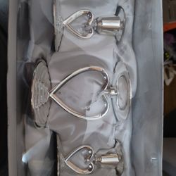 Three Piece Heart Candle Set Gold