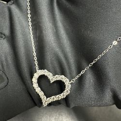 925 Sterling Silver With VVS Moissanite Stones Heart Pendant