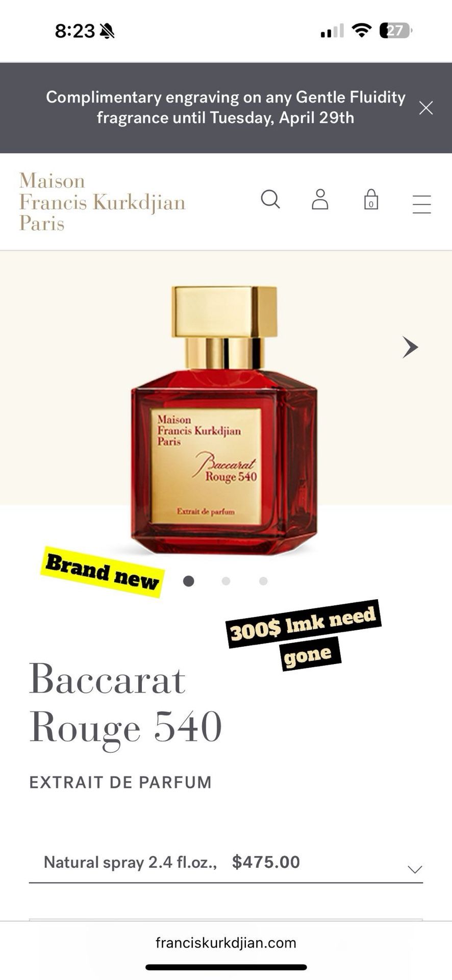 Baccarat Rouge 540, Maison Francis Kurkdjian Paris