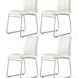 Modern faux leather dining chairs (set of 4)