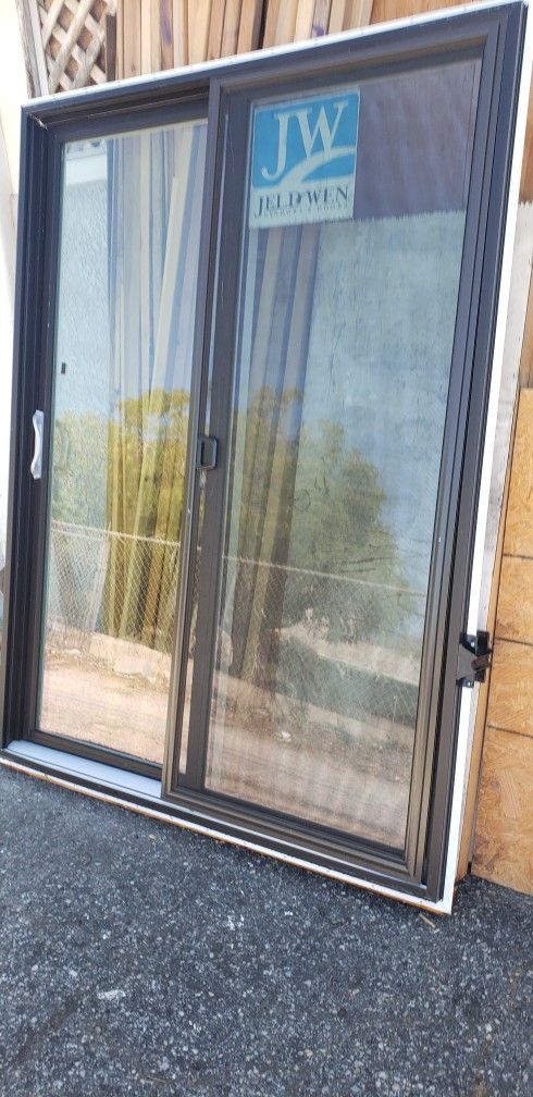 New Construction Sliding Patio Door 60x80 Left-hand Bronze Outside White Inside 