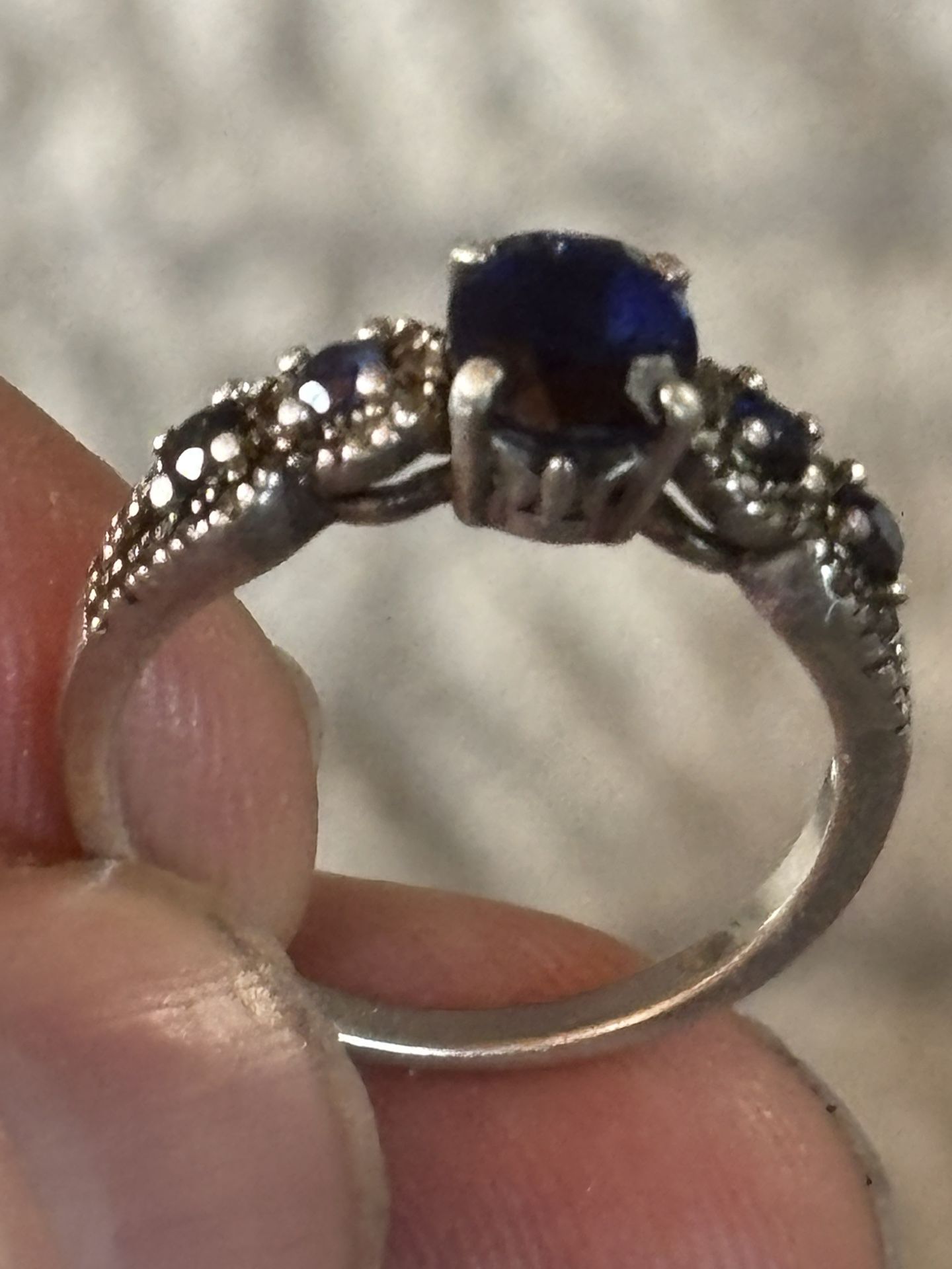 925 Silver Ring With Blue Sapphires