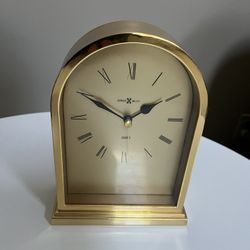 Vintage Howard Miller Solid Brass Arch Mantel Clock 