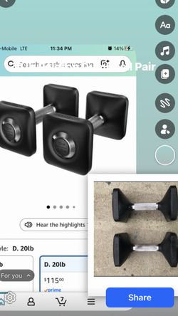 Peloton 20 Lb Dumbbell Pair. 