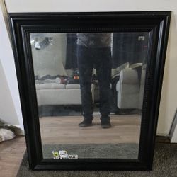 Large Black Framed Wall Mirror (28” x 35”)