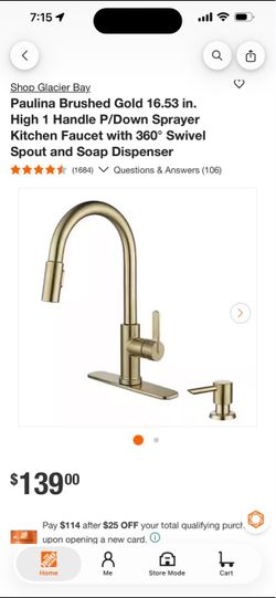 Glacier Bay Paulina Brushed Gold Kitchen Faucet