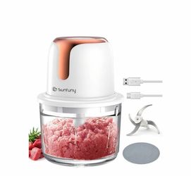 Sunfuny Cordless Food Processor, Mini Food Chopper Wireless with 5-Cup Glass Bowl, 6000mAh Battery USB-C Rechargeable Vegetable Chopper, Electric Meat