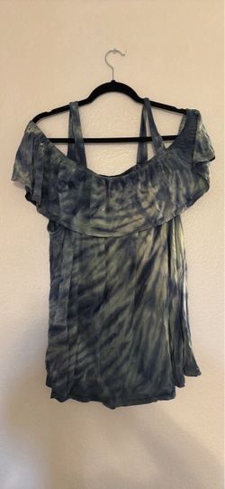 Tie-Dye Cold Shoulder Ruffle Top Lane Bryant