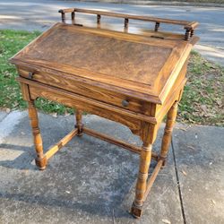 Antique Vintage Oak Solid Wood Desk