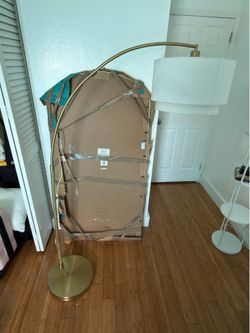 Mason Arc Floor Lamp - Modern Corner Standing Lamp with Unique Hanging Drum Lamp Shade for Living Room