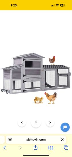 New in box Aivituvin Mobile Chicken Tractor AIR61, Chicken Coops on Wheels for 2-3 Chickens, 18.49ft² - Chicken Coop-Gray