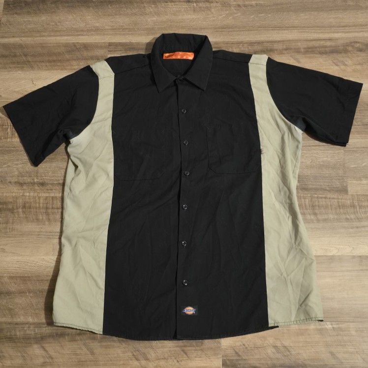 Dickies Two-Tone Short Sleeve Work Shirt – Black & Khaki