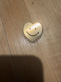 Vintage Krementz 14K Gold Overlay Heart Smiley Face Brooch Pin