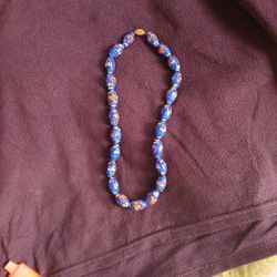 Vintage Blue Porcelain Hand Painted Beads