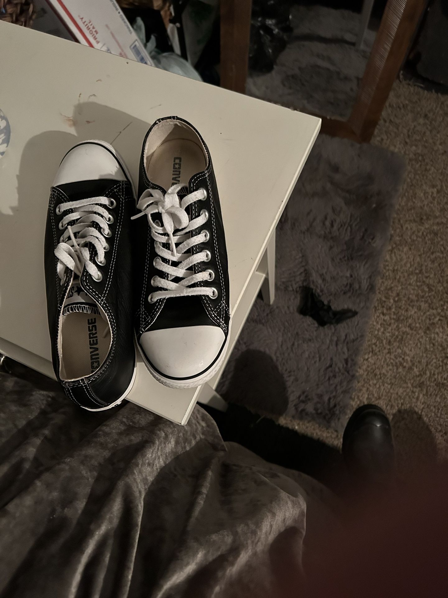 Black Leather Dainty Converse