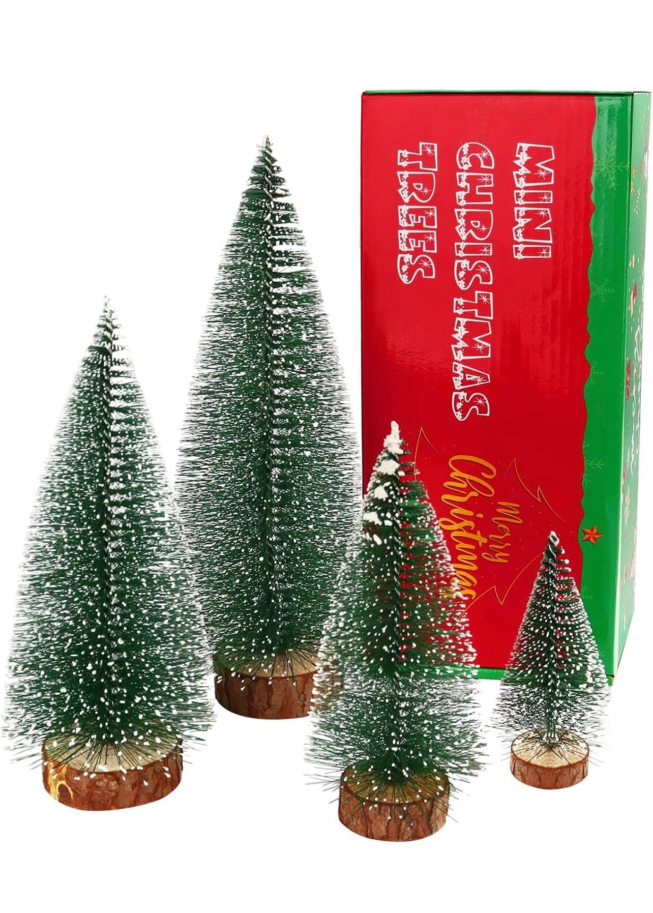BRAND NEW IN BOX Bottle Brush Trees Christmas Decor, Small Mini Christmas Trees for Tabletop, Christmas Decorations for Indoor Kitchen Village Table C