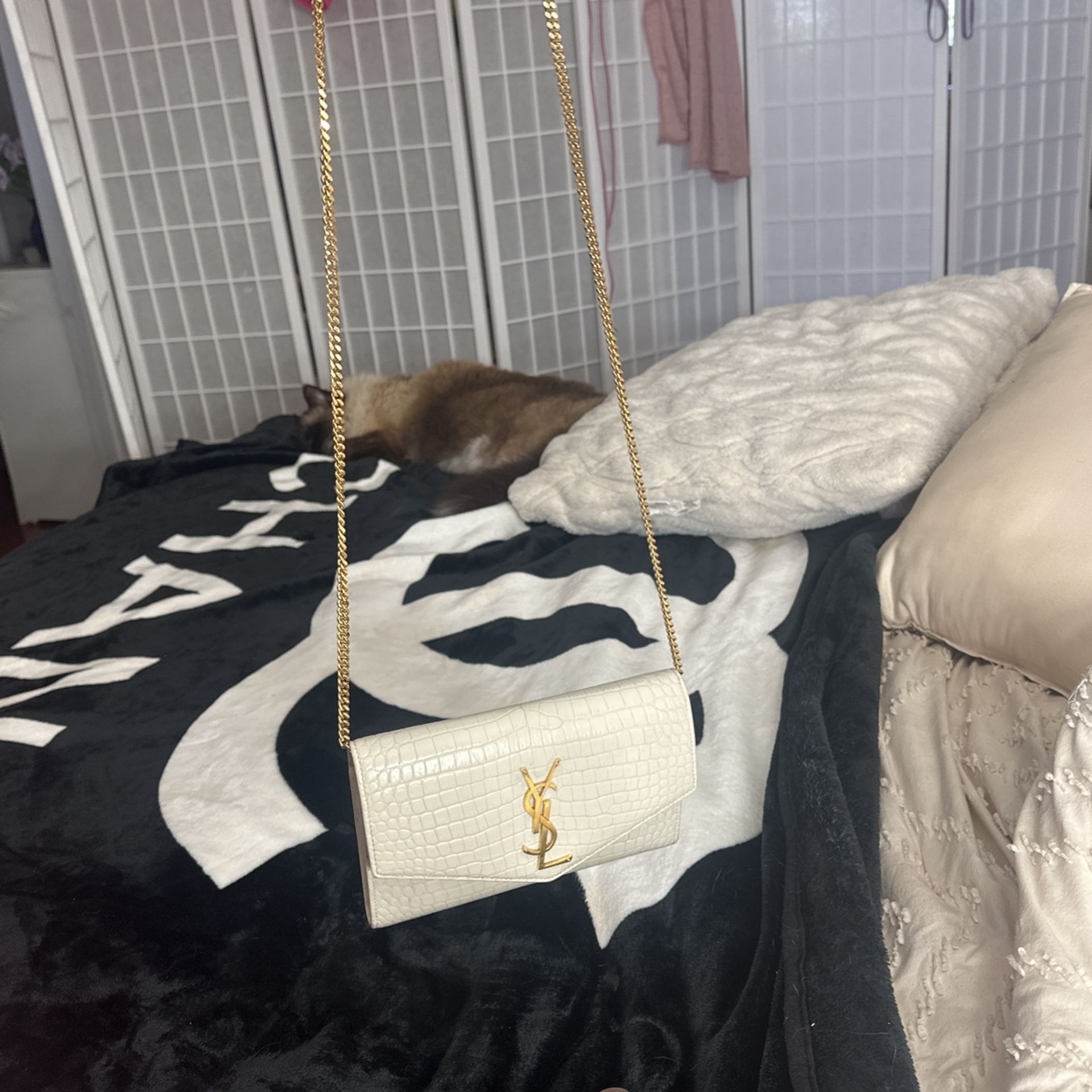 AUTHENTIC YSL CROCODILE CREAM CROSSBODY