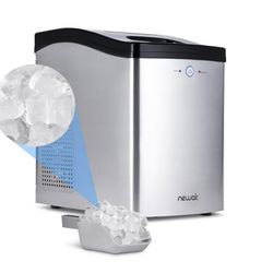 Newair Nugget Ice Maker, Sonic Speed Countertop Crunchy Ice Pellet Machine 45 lbs. of Ice a Day, Stainless Steel