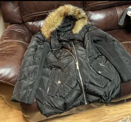 Black Puffer Jacket with Fur Hood