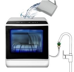 Portable Countertop Dishwasher, Two Modes of Water Filling with Cup or Pipe