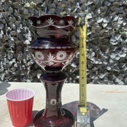 Etched Glass Luster /candle Holder 