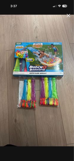 Water balloons and slide