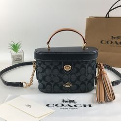 Coach 2way Vanity Denim Tassel Turnlock Rare