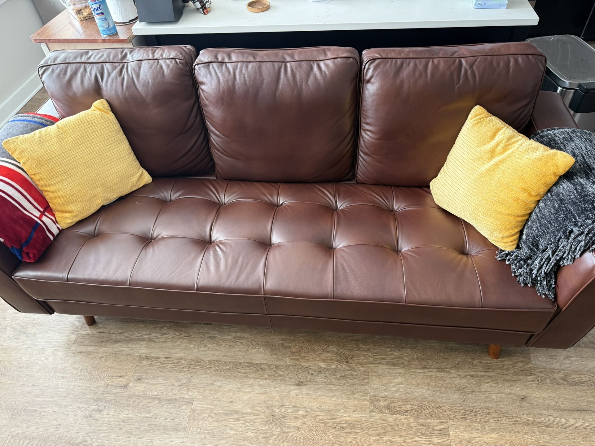 82 Inch Genuine Leather Sofa