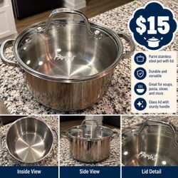 Parini Stainless Steel Pot with Glass Lid