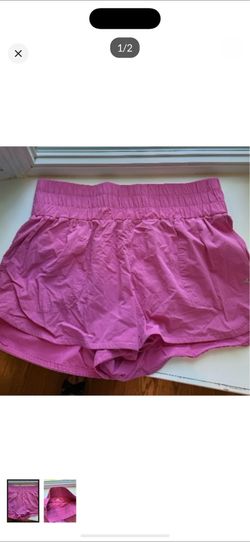 WOMENS LARGE HIGH WAISTED ATHLETIC SHORTS PINK
