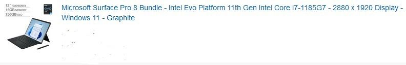 Microsoft Surface Pro 8 Bundle - Intel Evo Platform 11th Gen Intel Core i7