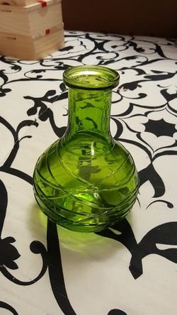 Green Bud Vase with Raised Swirl Design