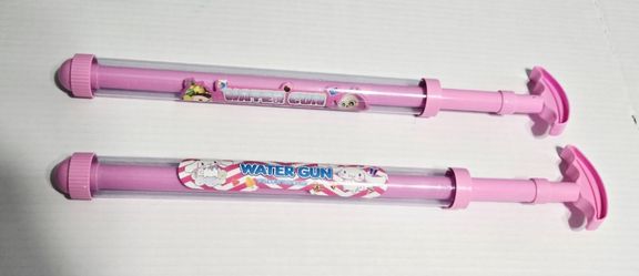 2 Pink Cartoon Water Blaster Squirt Toys Pump Action Water Guns 16" Summer Lot