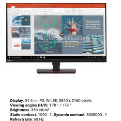 NEW 31.5inch 4k Thinkvision monitor