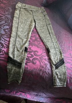 Women's Leggings with Side Pockets Gray Black White Mesh Sz Small
