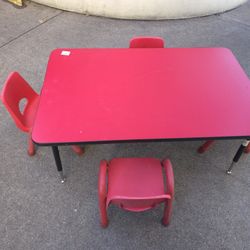 Red School Table and Chairs Set