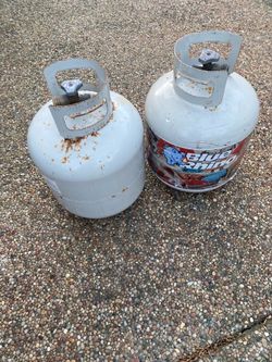 2  empty, propane cylinders
