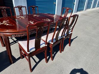 Chinese Rosewood Dining Table and Chair Set