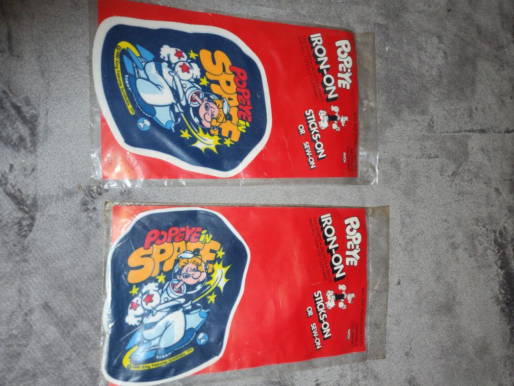 2 1980 Popeye Iron-on Patch Sealed