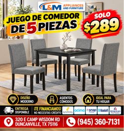 5-Piece Dining Table Set with 4 Chairs