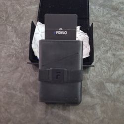 NEW Fidelo Minimalist RFID Blocking Pop Up Wallet with Leather Case