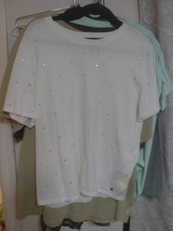 White Rhinestone Embellished T-Shirt