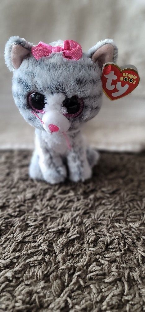 Ty Kiki Grey Cat Plush, Regular
